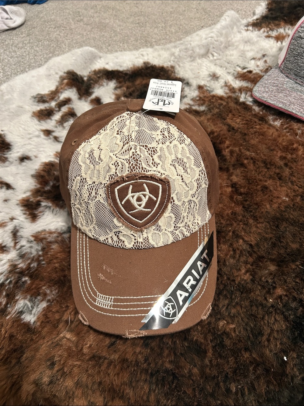 Ariat Brown Lace Trucker Hat - Brown/White